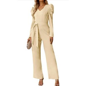 NEW Ruffle Sleeve Wide Leg Formal Jumpsuit M NO BELT